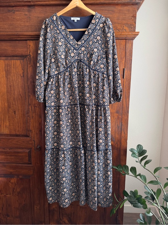 Polagram Dresses & Skirts - Polagram patterned maxi tiered dress in navy